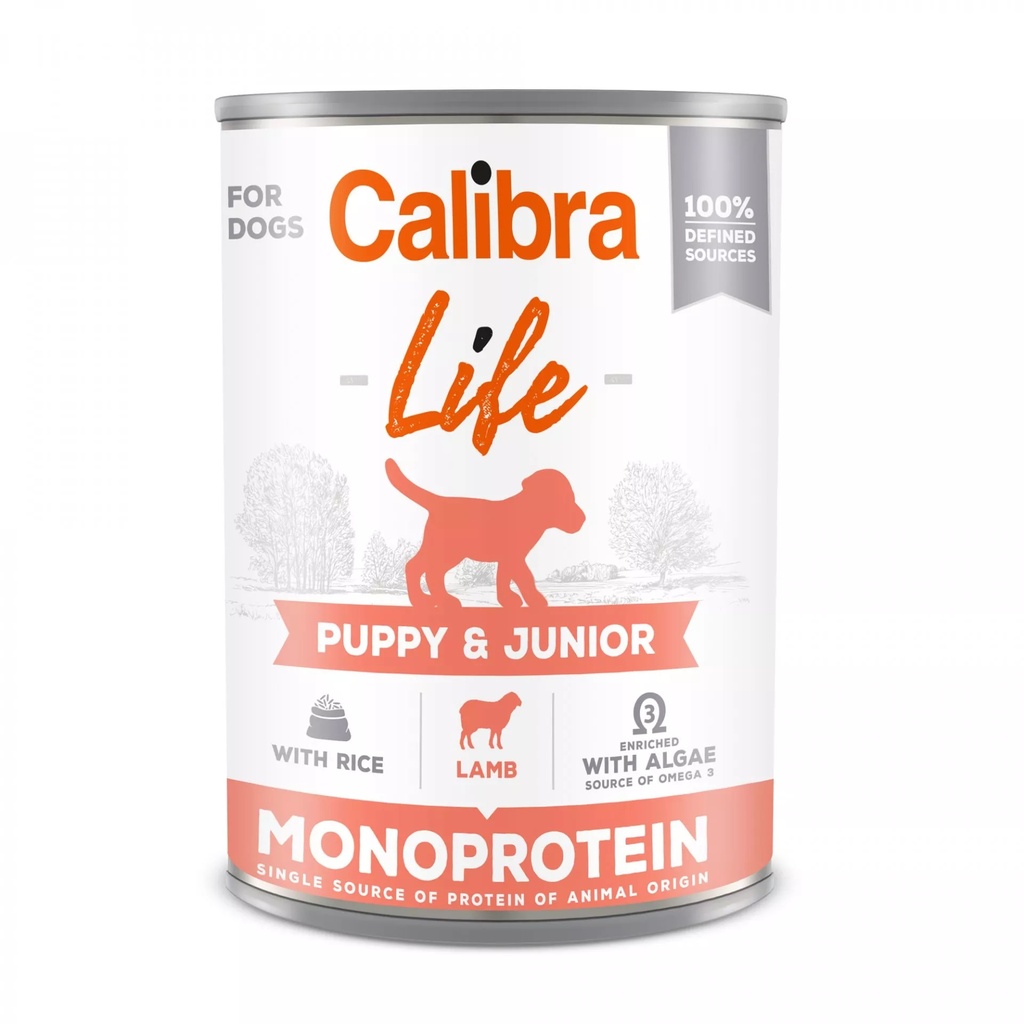 CALIBRA DOG LIFE LATA PUPPY/JUNIOR CORDERO Y ARROZ 400 GRS