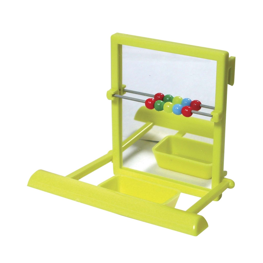 PERCHA CON ESPEJO, CUENTAS Y COMEDERO