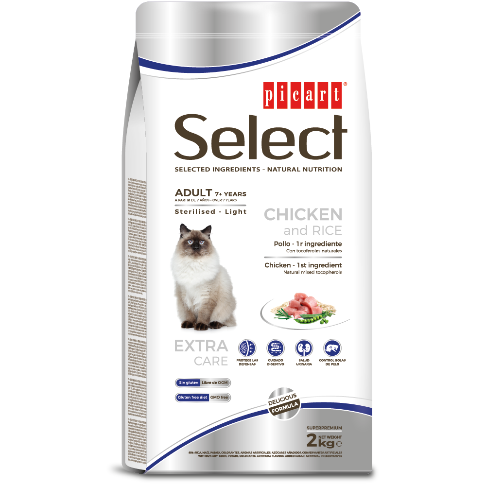 SELECT CAT STERILISED +7 POLLO Y ARROZ 2 KGRS