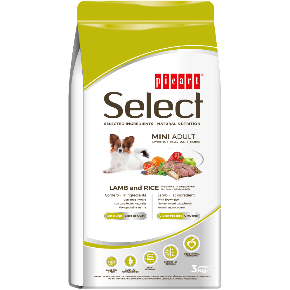 SELECT MINI ADULTO CORDERO Y ARROZ 3 KGRS