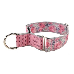 COLLAR MARTINGALE FLORAL PEQUEÑO ROSA