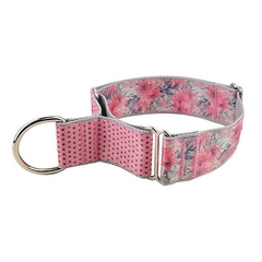 COLLAR MARTINGALE FLORAL GRANDE ROSA