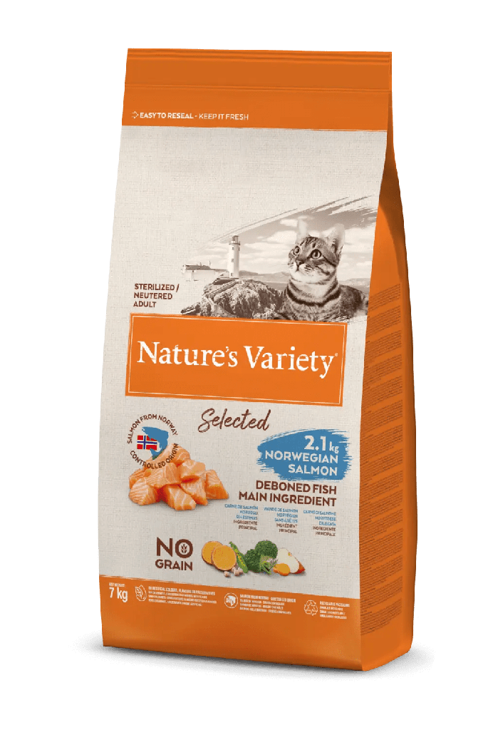 NATURE'S VARIETY SELECTED GATO ESTERILIZADO SALMON 7 KGRS