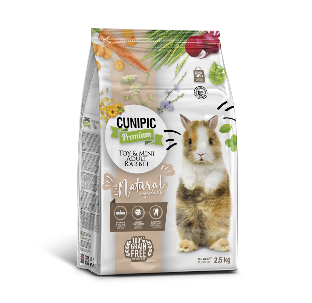 ALIMENTO PREMIUM CONEJO ADULTO MINI, TOY Y SUPERTOY 2.5 KGRS