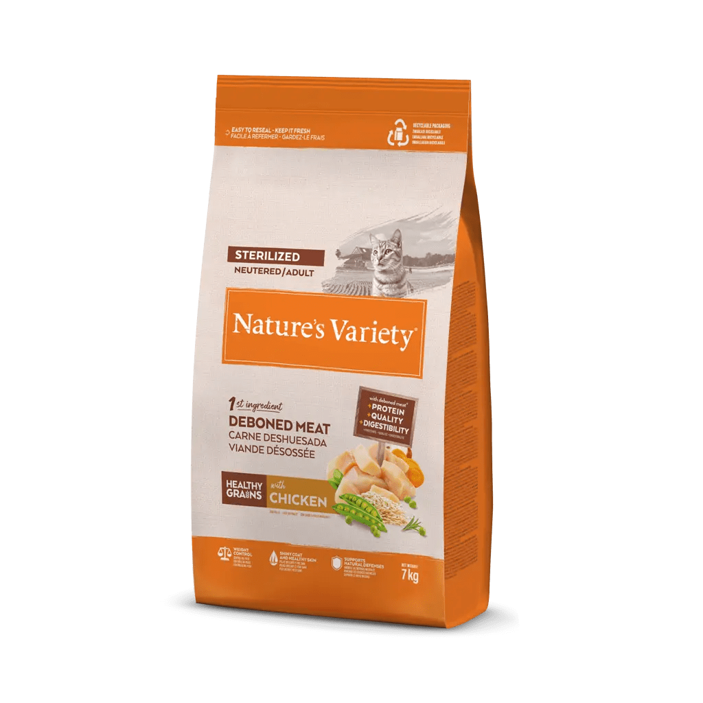 NATURE'S VARIETY GATO ESTERILIZADO POLLO CON CEREALES 7 KGRS 