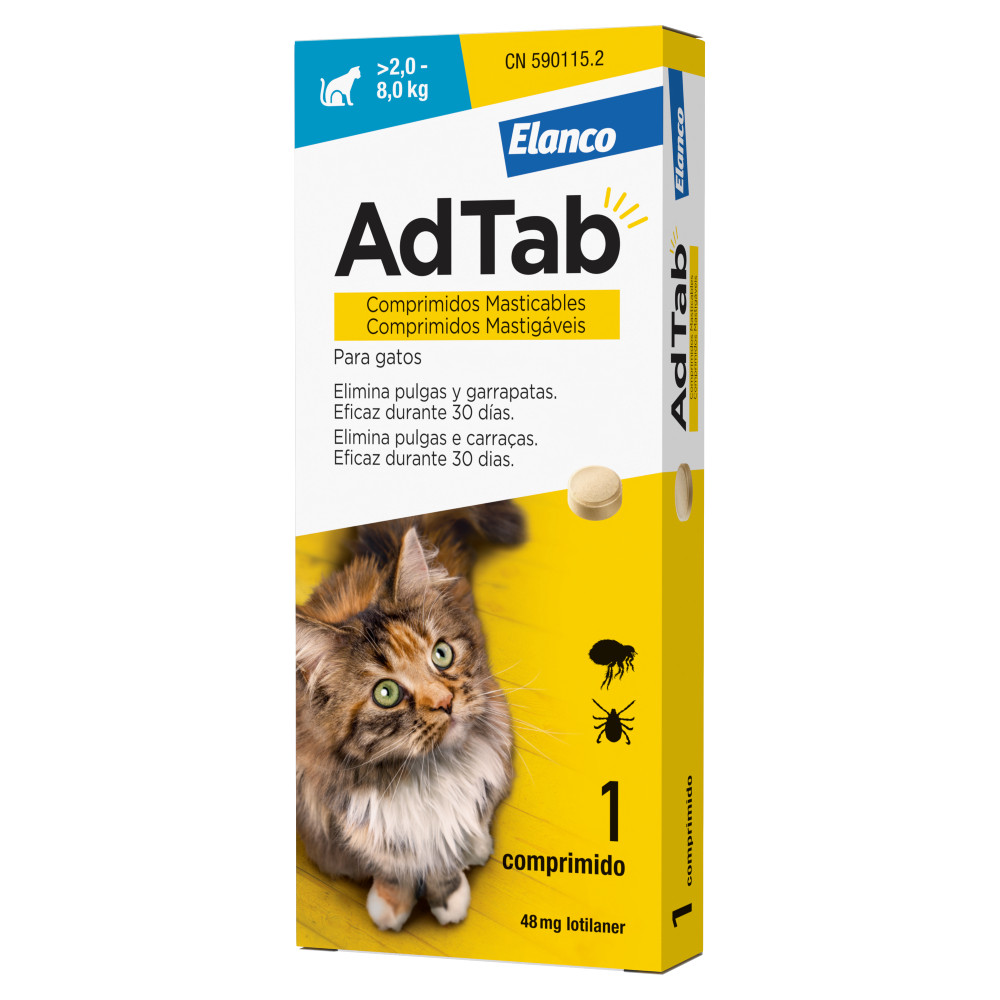 ADTAB GATO 48MG 2-8KG MASTICABLE 1CPD 
