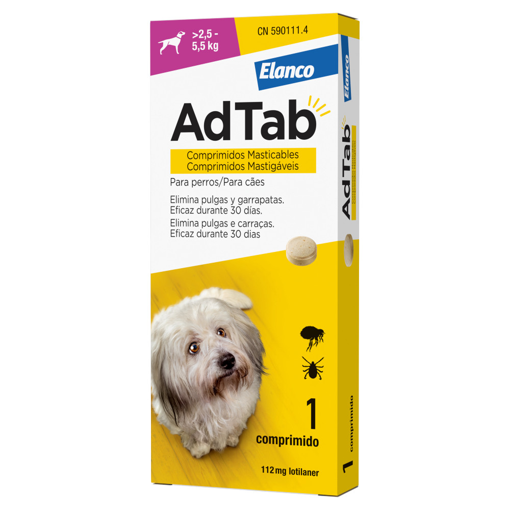 ADTAB PERRO 112 MG 2,5-5,5 KG MASTICABLE 1 COMPRIMIDO