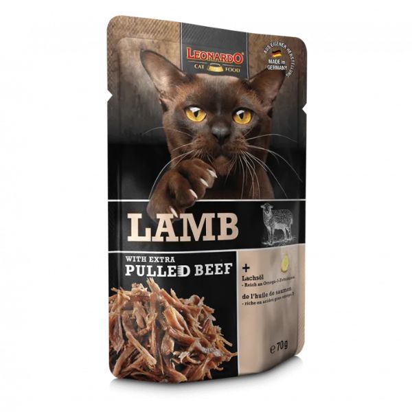 CORDERO Y CARNE DESMENUZADA DE TERNERA 70 GRS