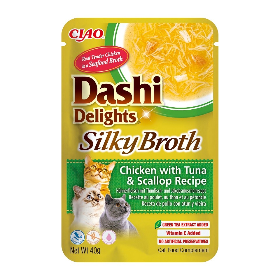 CHURU CAT DASHI DELIGHT SILKY BROTH POLLO, ATUN Y VIEIRA 40 GRS