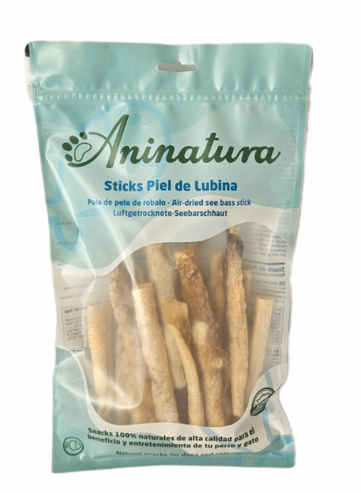 STICKS DE PIEL DE LUBINA 100 GRS