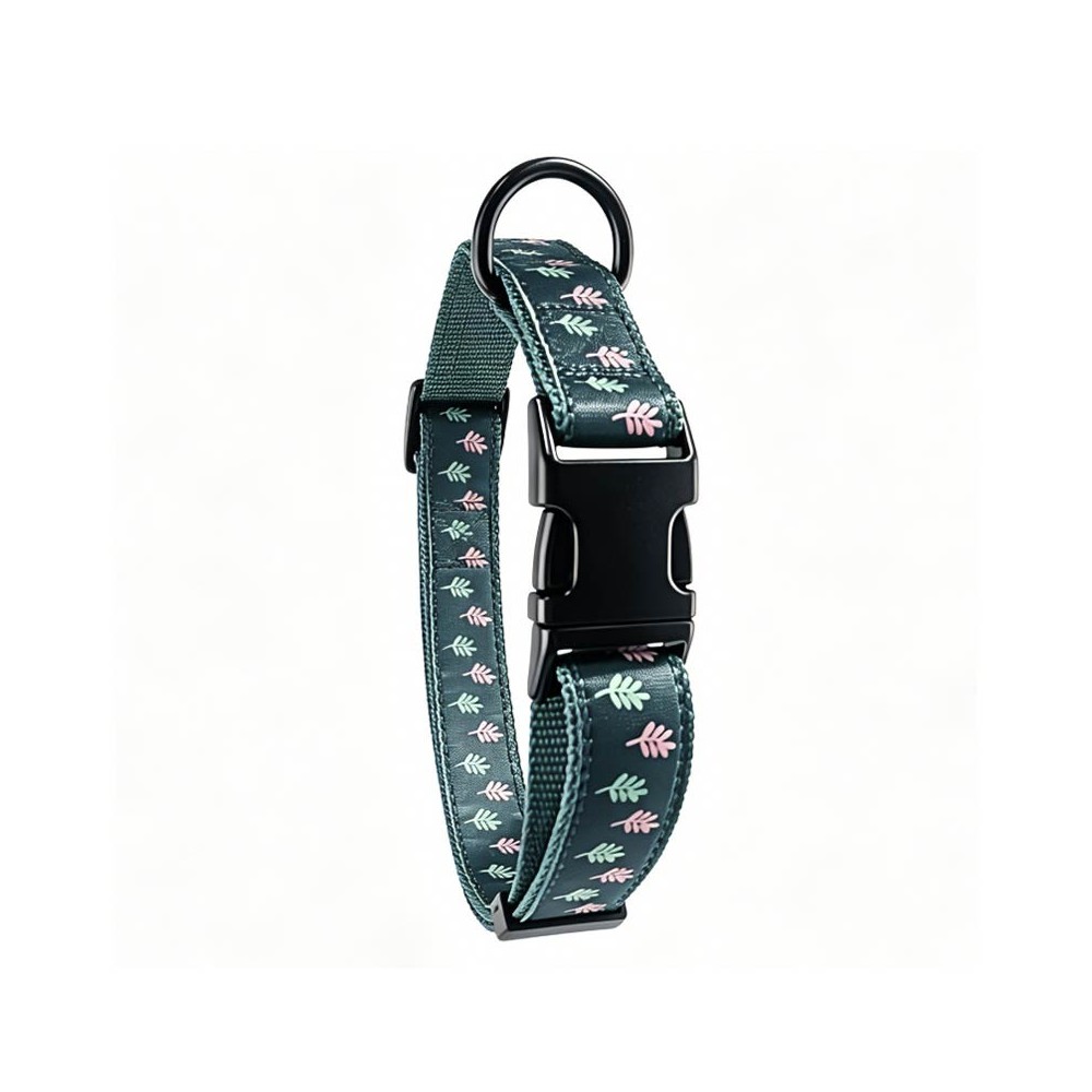 COLLAR NYLON GLAM BOTANIC VERDE L