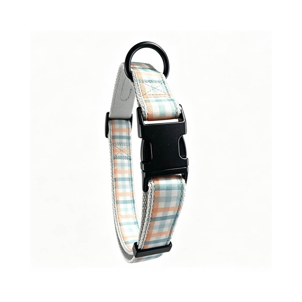 COLLAR NYLON GLAM PASTELLE CUADROS L