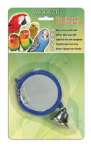 JUGUETE ESPEJO PARA AVES REDONDO + CAMPANA