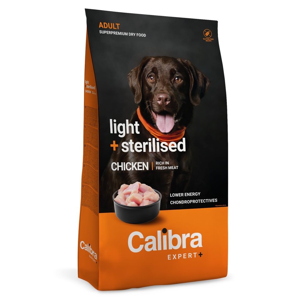 CALIBRA DOG EXPERT+ ADULT LIGHT & STERIL. POLLO 12 KGRS
