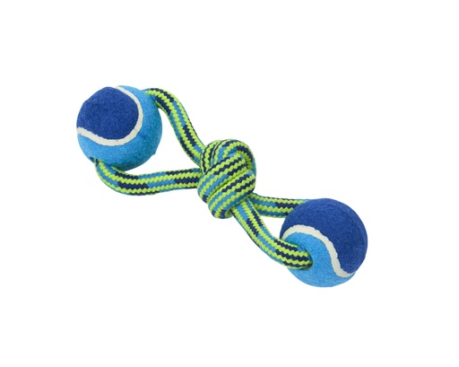 JUGUETE DE CUERDA CON 2 PELOTAS TENIS 18 CMS
