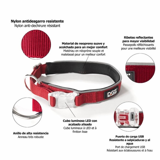 COLLAR COMET LUMINOSO S ROJO