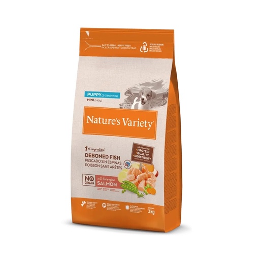 NATURE'S VARIETY MINI PUPPY SALMON SIN CEREALES 1.5 KGRS