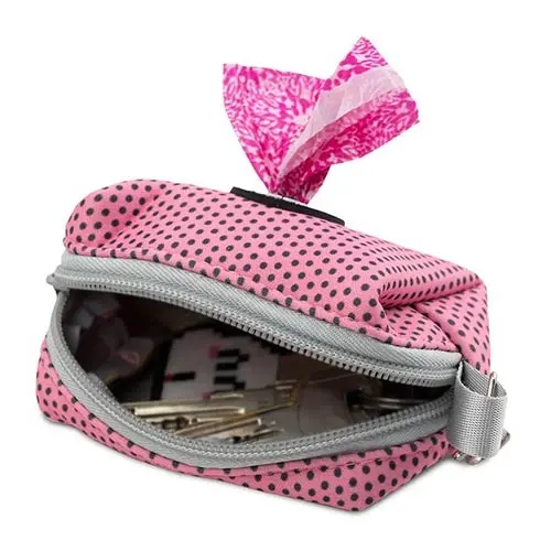 DISPENSADOR BOLSAS EXCREMENTOS  GLAM DOTS ROSA