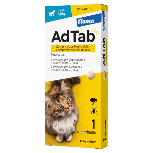 ADTAB GATO 48MG 2-8KG MASTICABLE 1CPD 