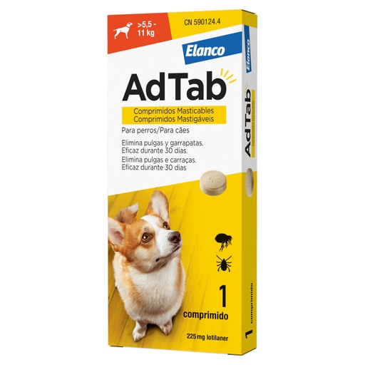 ADTAB PERRO 225MG 5,5-11KG MASTICABLE 1CPD 