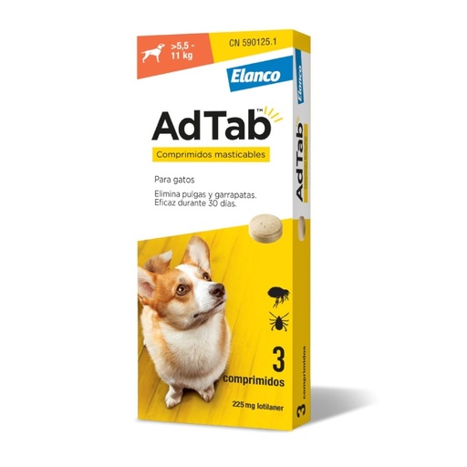 ADTAB PERRO 225MG 5,5-11 KG MASTICABLE 3 CPD